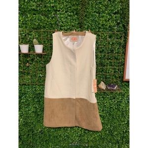 Cream Faux wool & leather Vest